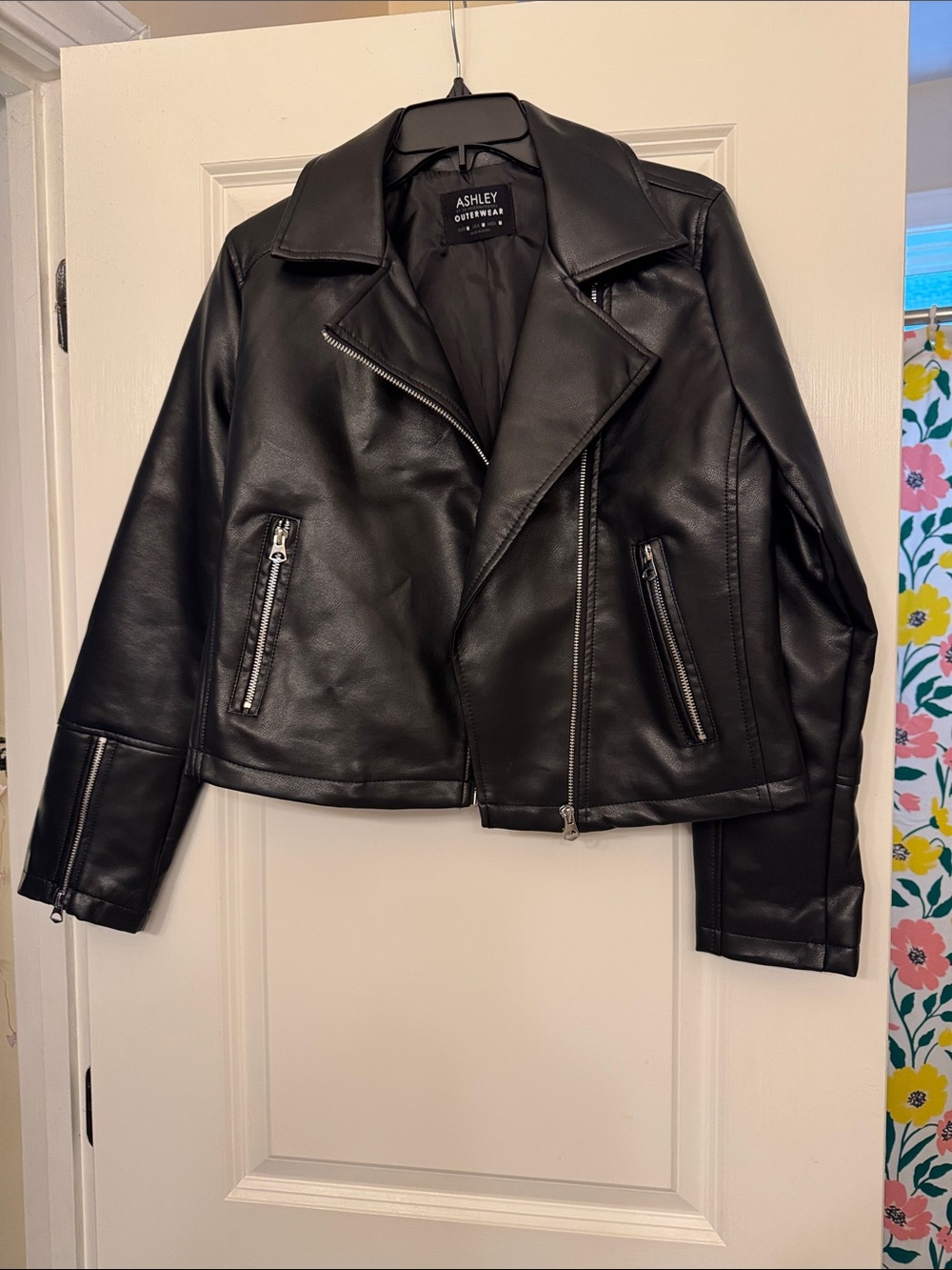 Ashley By 26 International Black Faux Leather Biker Jacket